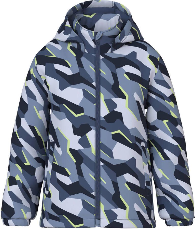 NAME IT KIDS camouflage tussenjas blauw Jongens Polyester Capuchon Camouflage