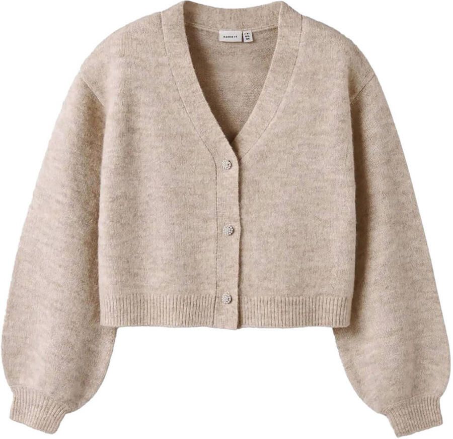 NAME IT KIDS cardigan ecru gebreid Vest Meisjes Polyester V-hals Effen