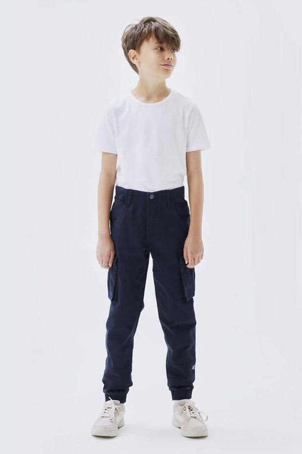 Name it KIDS cargobroek NKMRYAN donkerblauw Jongens Stretchkatoen Effen 122 - Foto 2