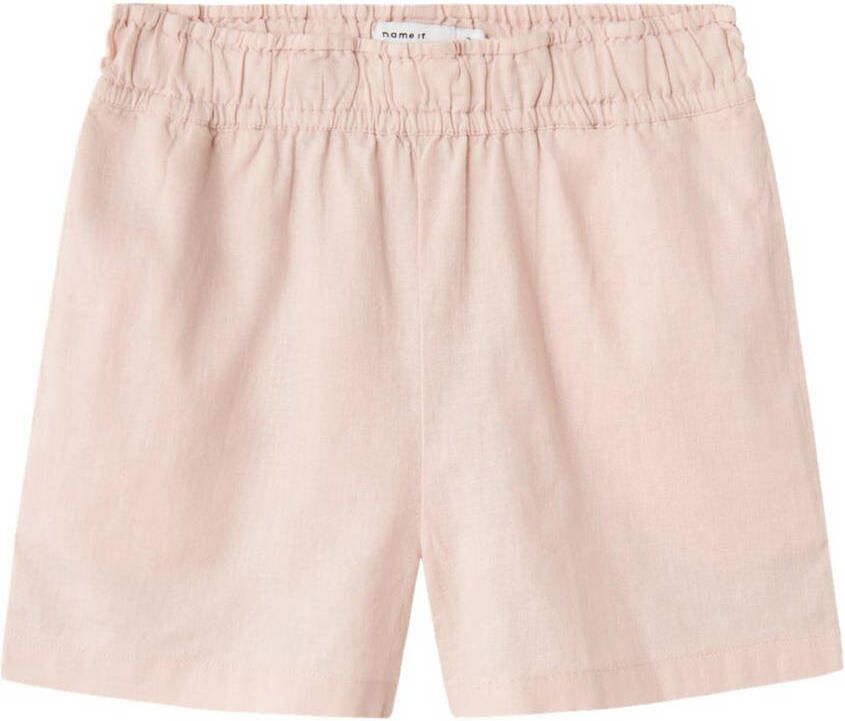 Name it KIDS casual short NKFFALINNEN licht oudroze Korte broek Meisjes Katoen 116 - Foto 3