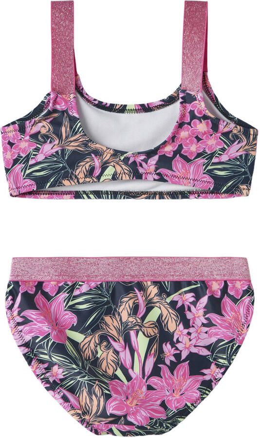 NAME IT KIDS crop bikini donkerblauw roze - Foto 3