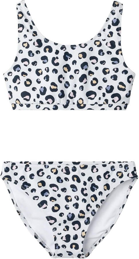 NAME IT KIDS crop bikini met panterprint blauw