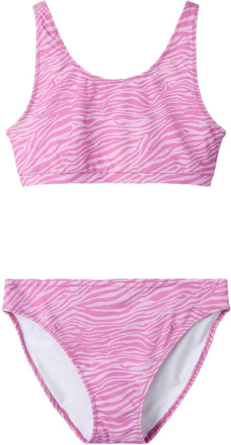 NAME IT KIDS crop bikini met zebraprint roze