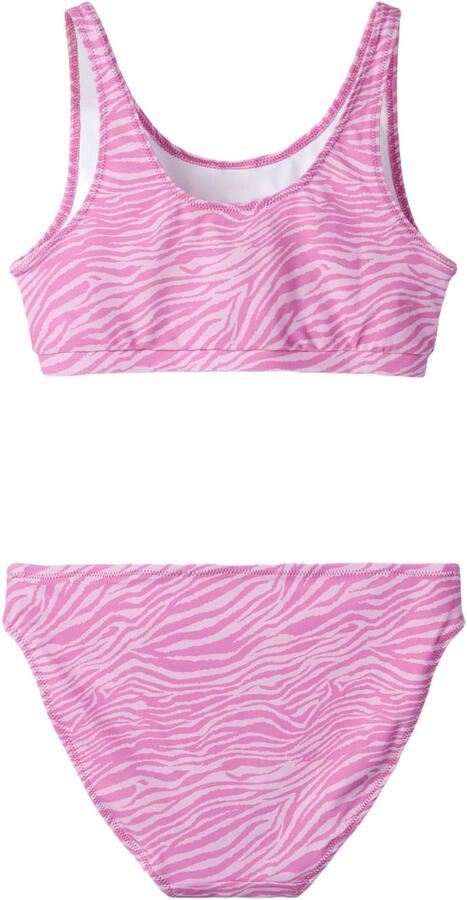 NAME IT KIDS crop bikini met zebraprint roze - Foto 3