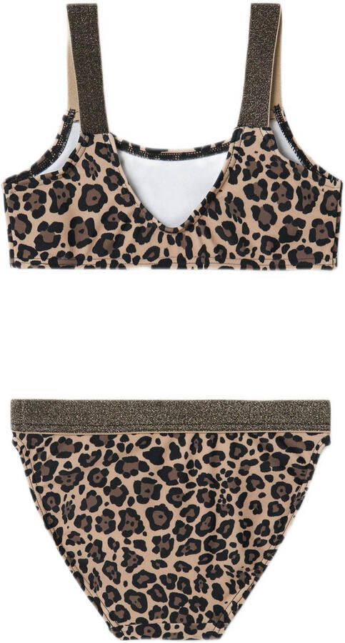 Name it KIDS crop bikini NKFZERIA bruin Meisjes Polyamide Panterprint 110 116 - Foto 3
