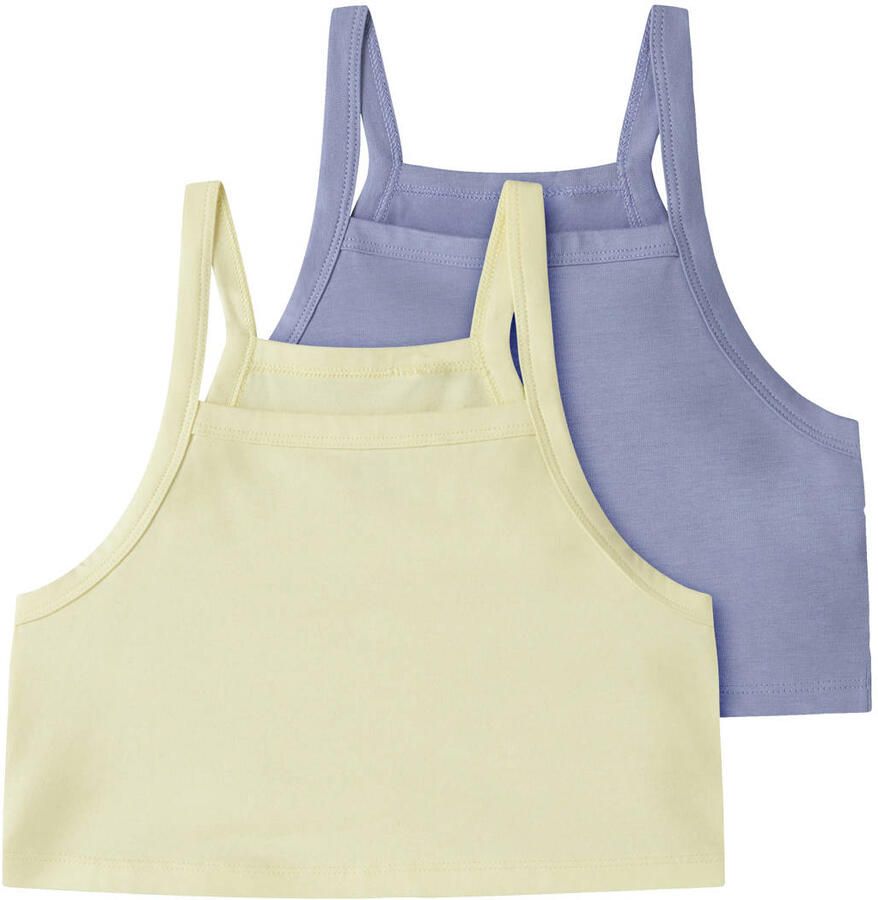 NAME IT KIDS cropped top lichtgeel paars (set van 2)