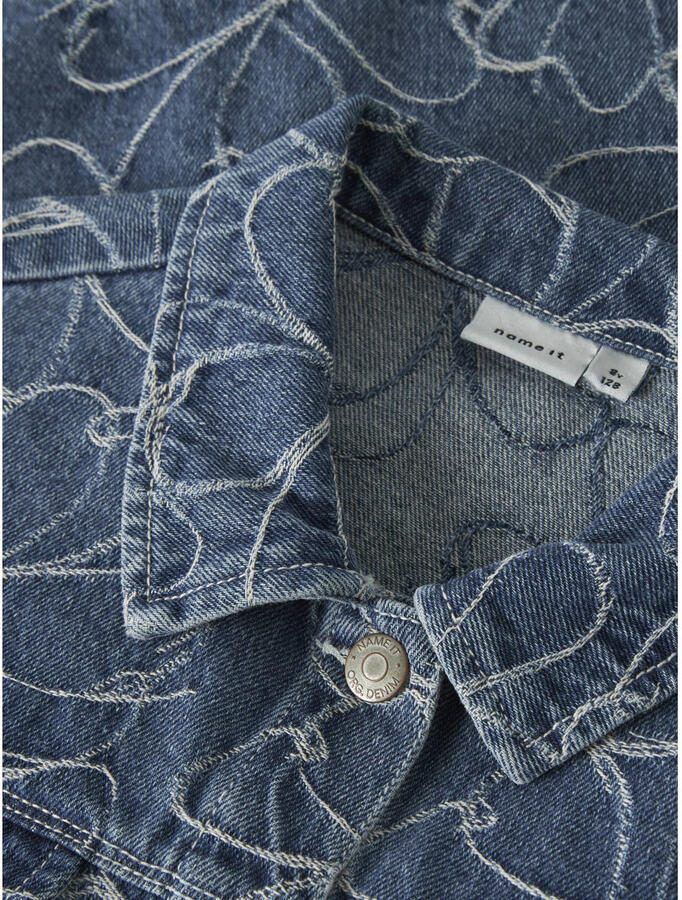 NAME IT KIDS denim gebloemde blouse medium blue denim - Foto 2