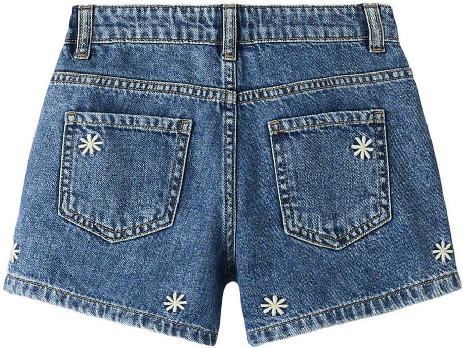 NAME IT KIDS denim regular gebloemde short medium blue denim