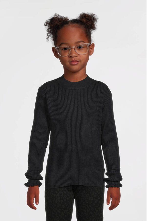 Name it KIDS fijngebreide longsleeve NKFVIANNA donkerblauw Meisjes Viscose Ronde hals 158 164 - Foto 3
