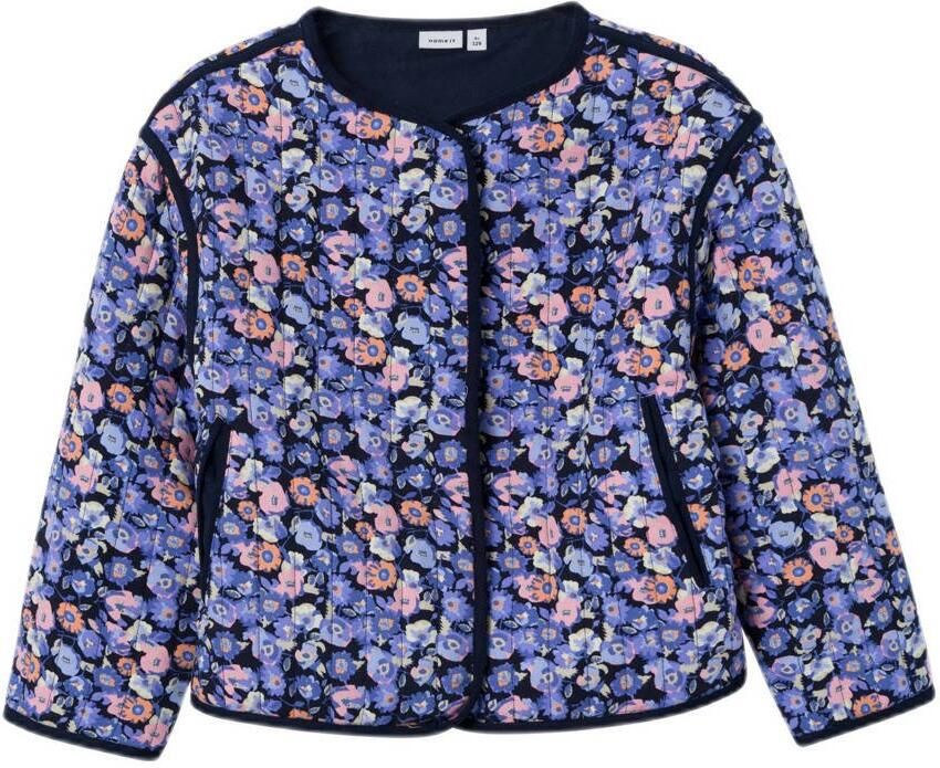 Name it KIDS gebloemd jasje NKFTIRULLE LS CARD paars lila Meisjes Viscose Ronde hals 146 152