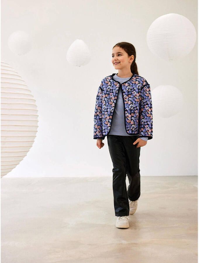 Name it KIDS gebloemd jasje NKFTIRULLE LS CARD paars lila Meisjes Viscose Ronde hals 122 128 - Foto 2
