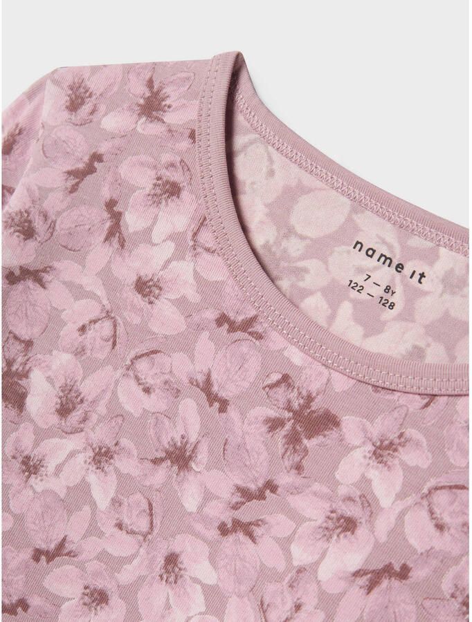 NAME IT KIDS gebloemd nachthemd NKFNIGHTGOWN roze oudroze