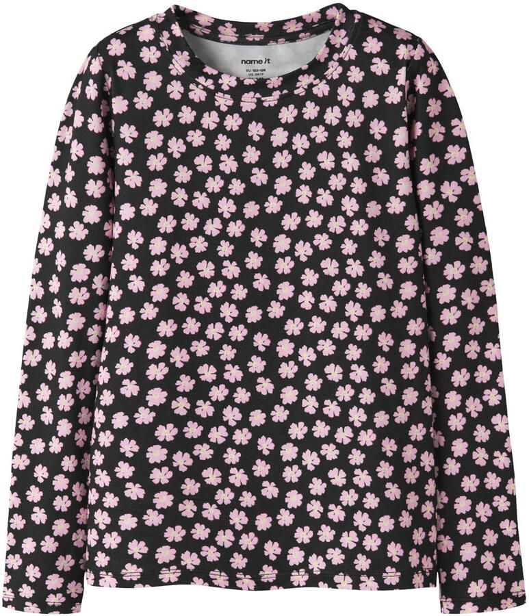 NAME IT KIDS gebloemde longsleeve zwart