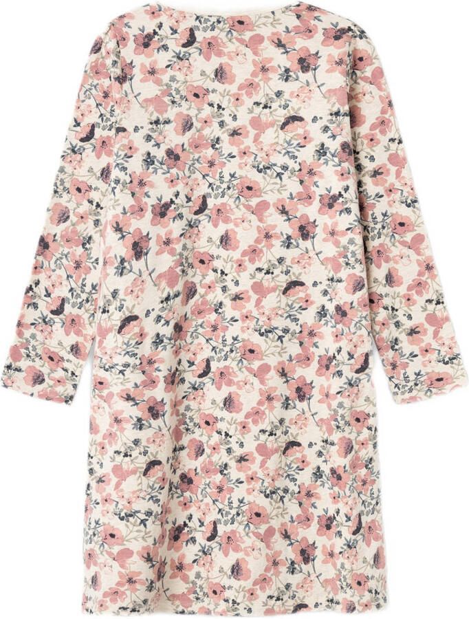 Name it KIDS gebloemde nachthemd ecru roze Meisjes Stretchkatoen Ronde hals 110 116