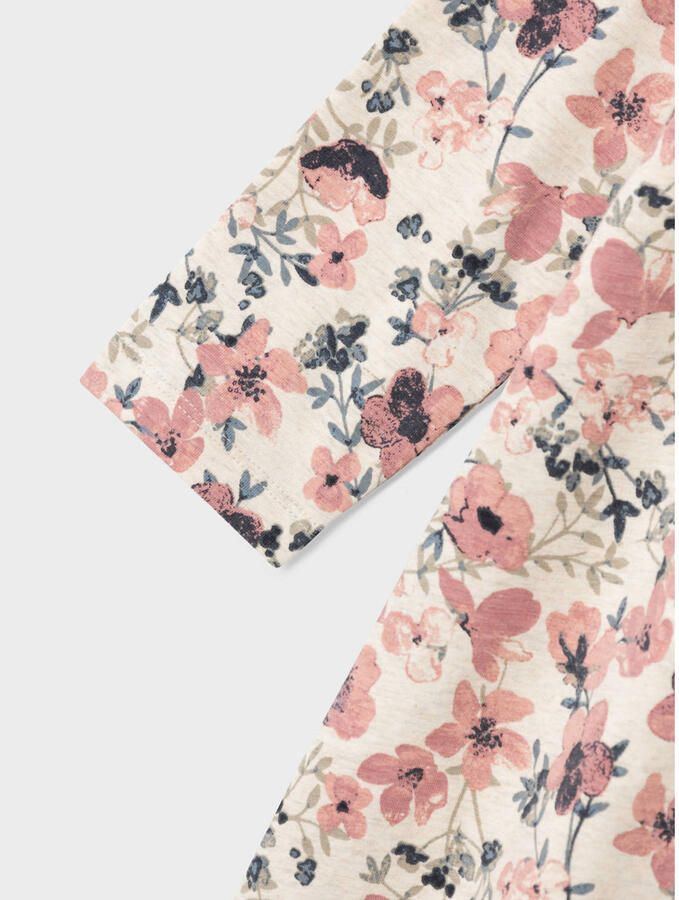 Name it KIDS gebloemde nachthemd ecru roze Meisjes Stretchkatoen Ronde hals 110 116