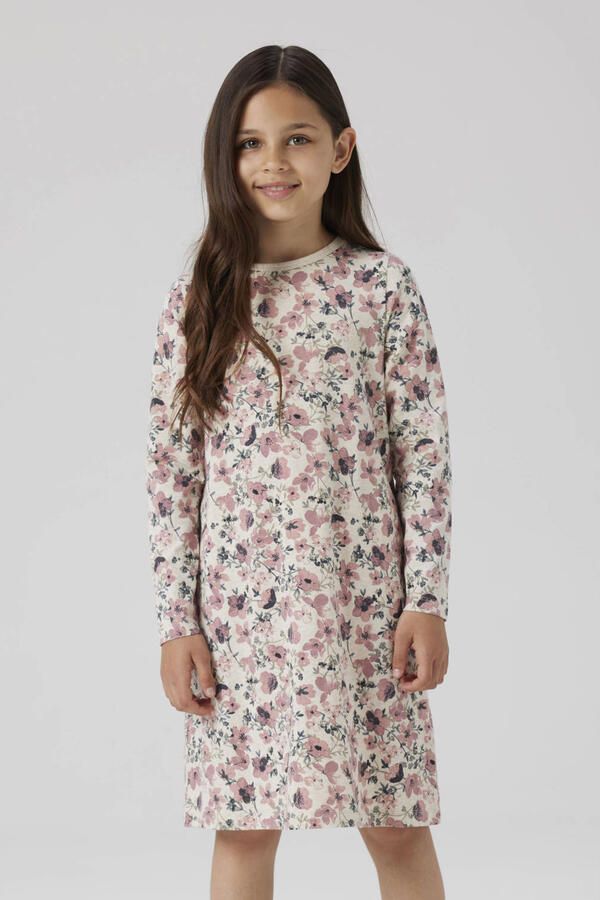 Name it KIDS gebloemde nachthemd ecru roze Meisjes Stretchkatoen Ronde hals 110 116 - Foto 2