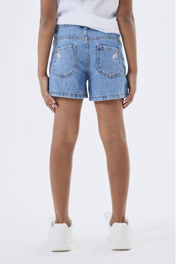 Name it KIDS gebloemde regular fit denim short NKFBELLA medium blue denim Korte broek Blauw 164 - Foto 2