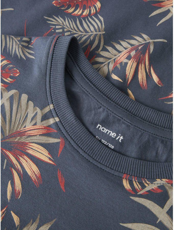 NAME IT KIDS gebloemde T-shirt donkerblauw - Foto 2