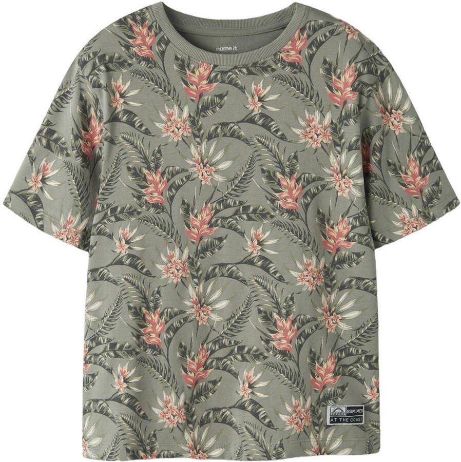 NAME IT KIDS gebloemde T-shirt groen
