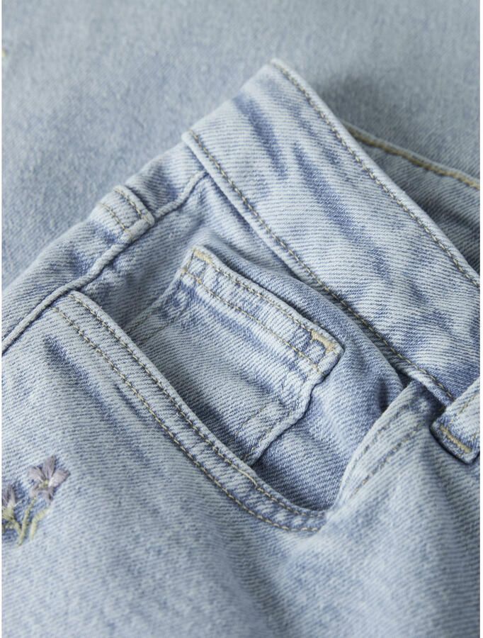 NAME IT KIDS gebloemde wide leg jeans light blue denim - Foto 2