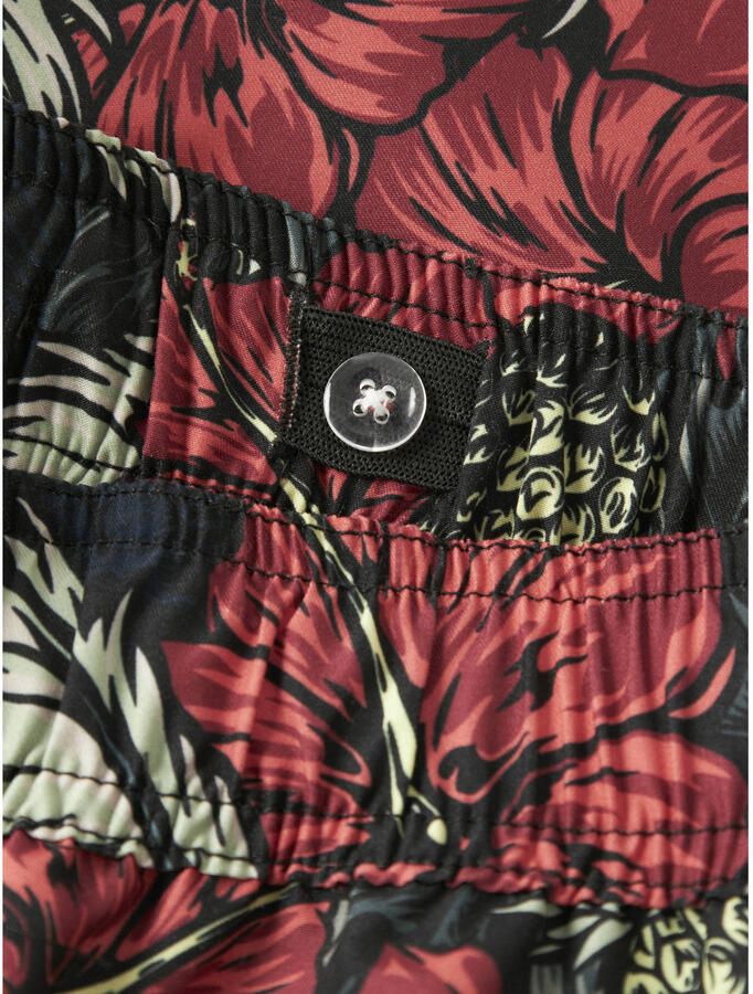 NAME IT KIDS gebloemde zwemshort zwart rood - Foto 3