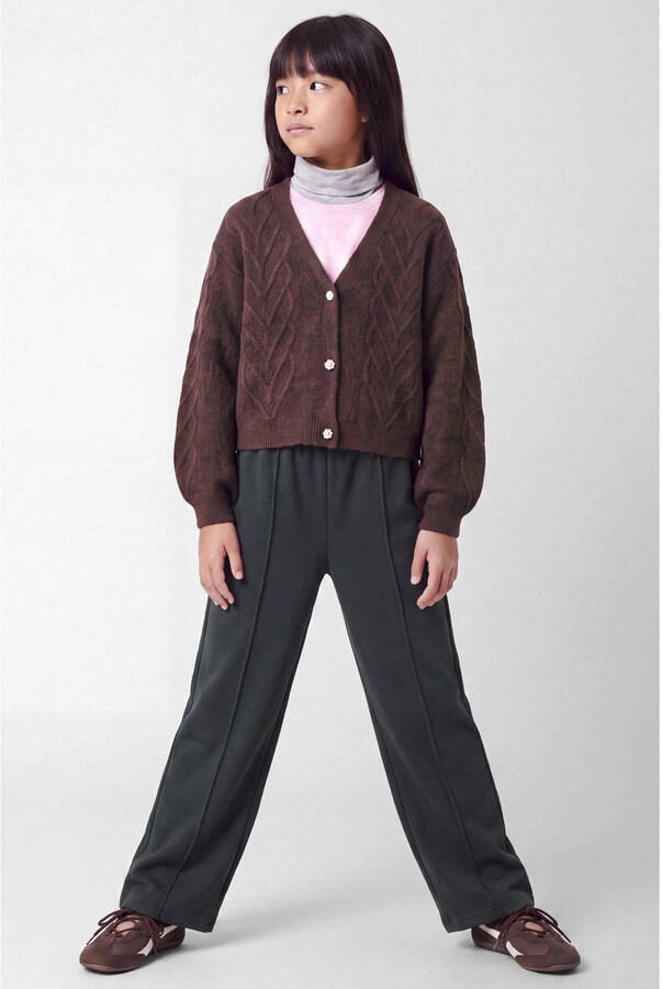 NAME IT KIDS gebreid vest met wol donkerpaars Meisjes Polyester Ronde hals - Foto 2