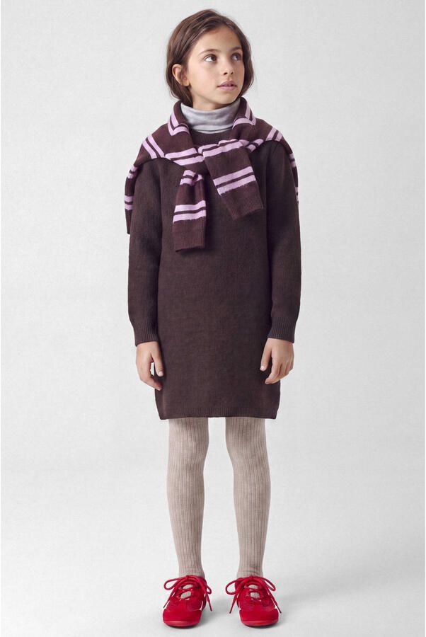 NAME IT KIDS gebreide midi jurk donkerbruin - Foto 2
