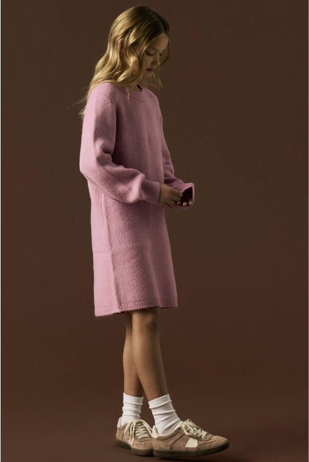 NAME IT KIDS gebreide midi jurk lila