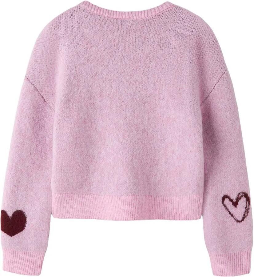 NAME IT KIDS gebreide trui met hartjes roze Meisjes Polyester Ronde hals - Foto 2
