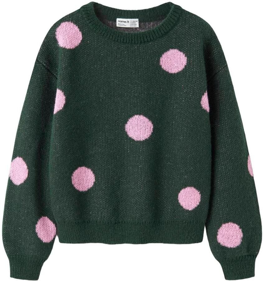 NAME IT KIDS gebreide trui met stippen groen
