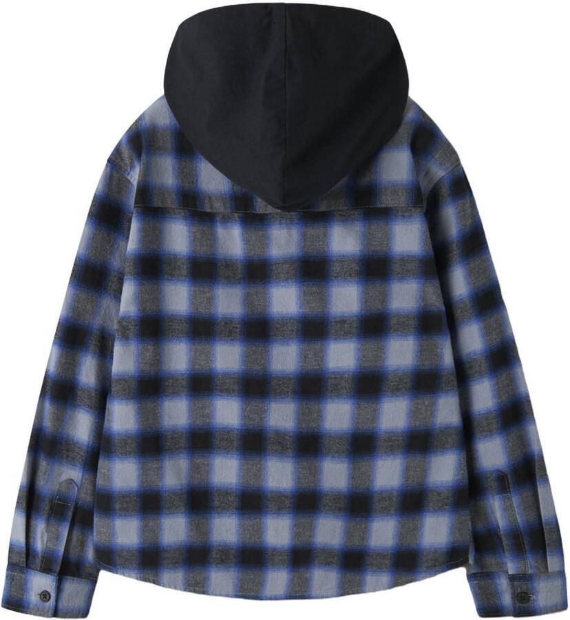 NAME IT KIDS geruit overhemd blauw Jongens Katoen Capuchon Ruit