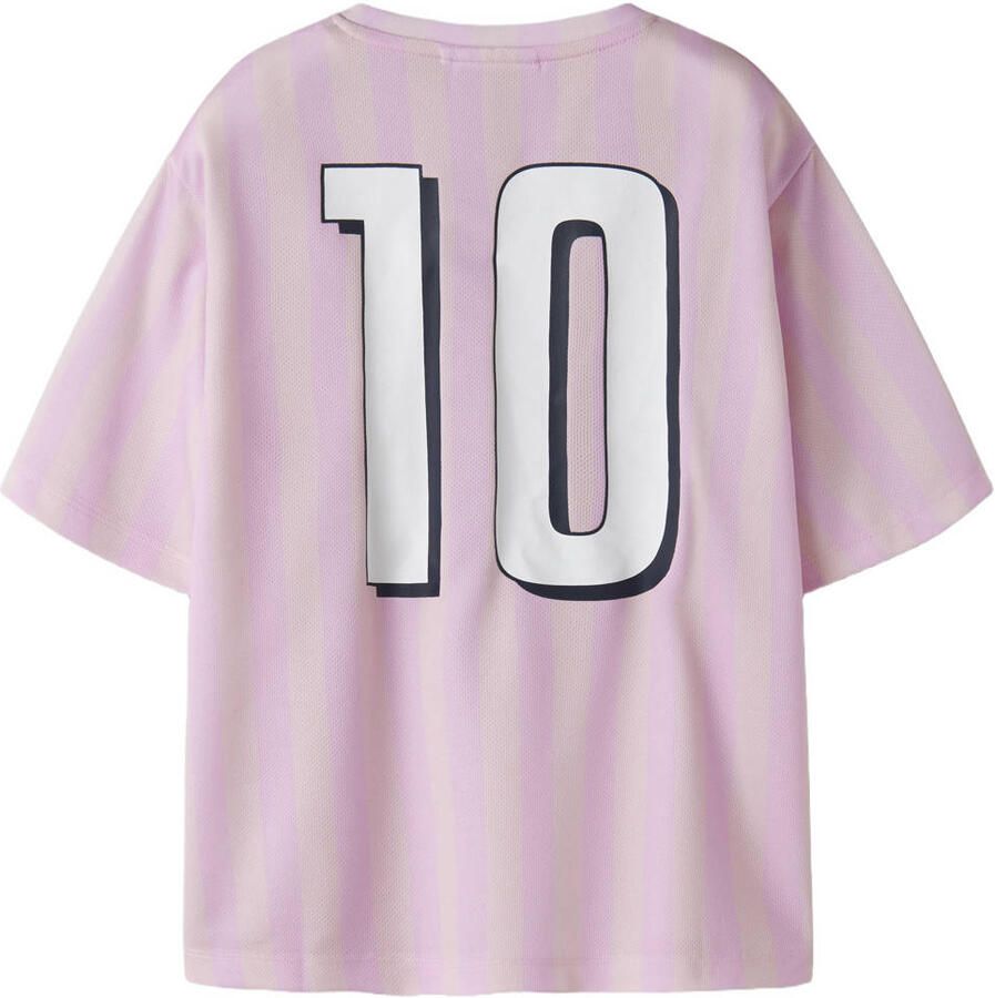 NAME IT KIDS gestreept T-shirt met backprint lichtroze