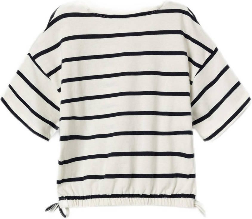 Name it KIDS gestreept T-shirt NKFFUNION ecru zwart Meisjes Katoen Ronde hals 122 128 - Foto 2