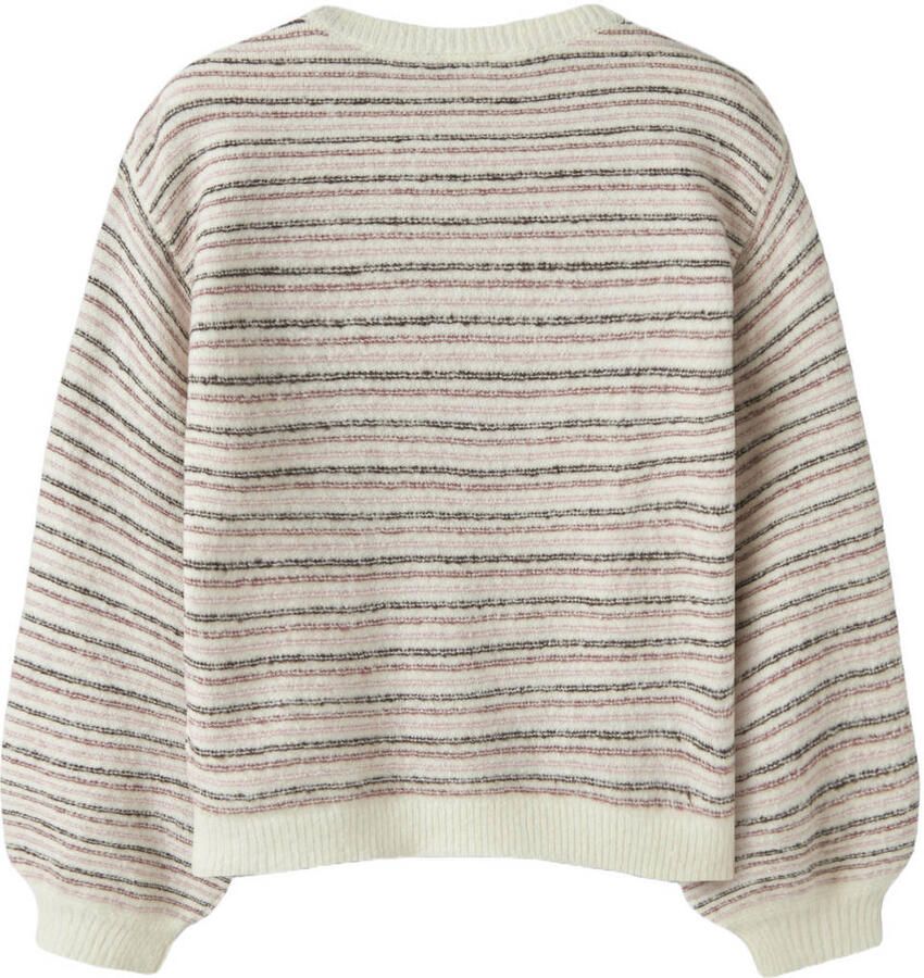 NAME IT KIDS gestreepte gebreide trui wit Meisjes Acryl Ronde hals Streep - Foto 2