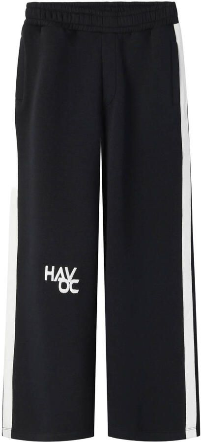 NAME IT KIDS gestreepte joggingbroek met tekst en borduursels zwart