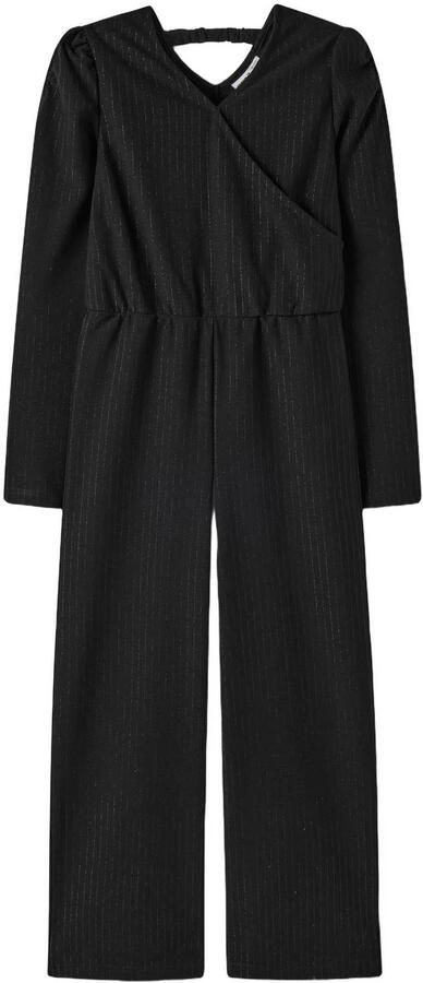 NAME IT KIDS gestreepte jumpsuit zwart Meisjes Polyester V-hals Streep glitter - Foto 2