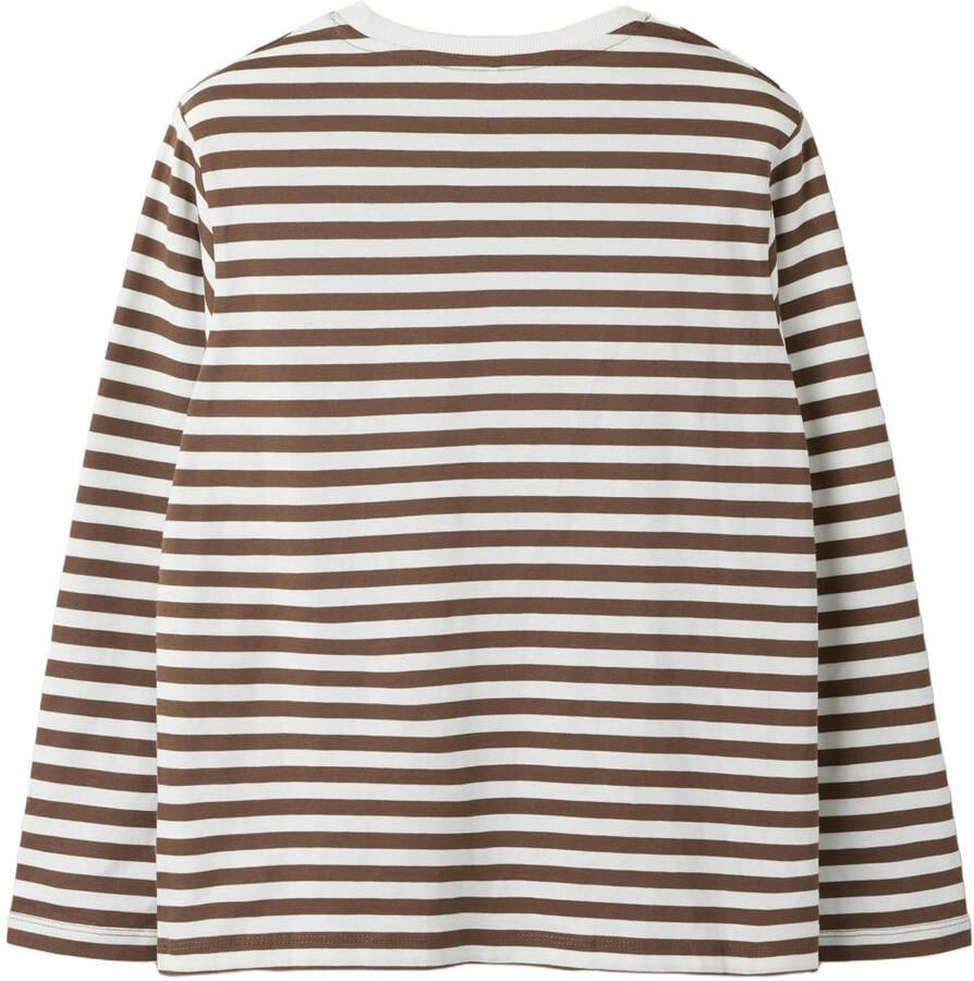 NAME IT KIDS gestreepte longsleeve bruin wit