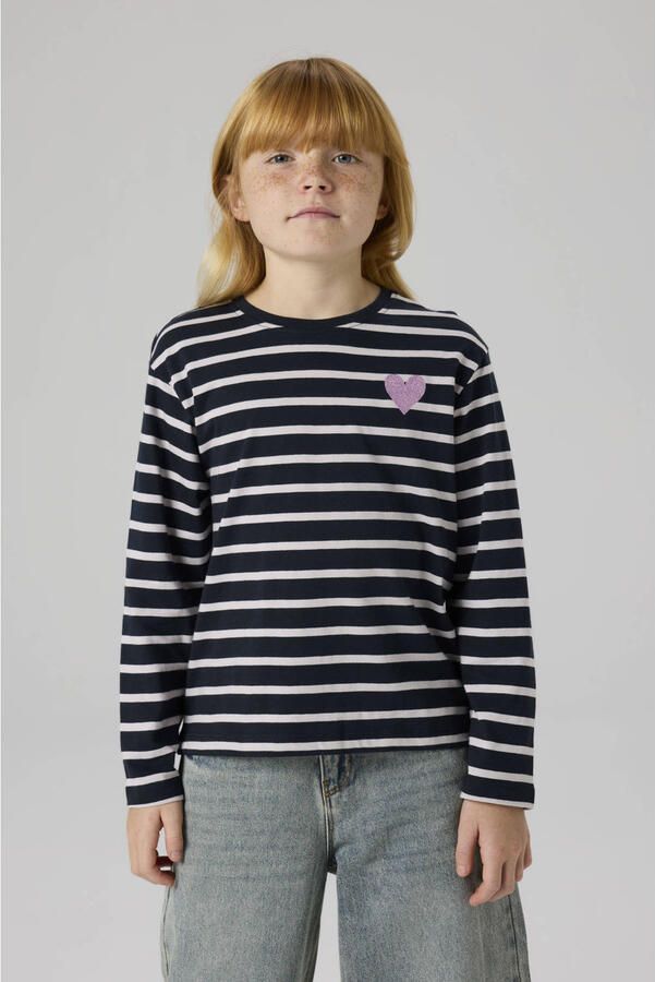 NAME IT KIDS gestreepte longsleeve donkerblauw