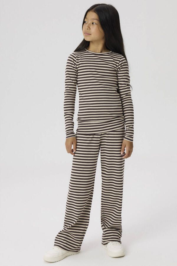 NAME IT KIDS gestreepte longsleeve gebreid donkerbruin - Foto 2