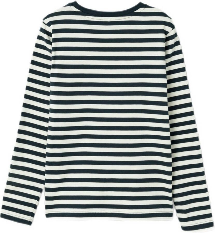 Name it KIDS gestreepte longsleeve NKMSALMO donkerblauw wit Jongens Katoen Ronde hals 146 152