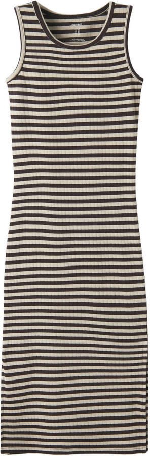 NAME IT KIDS gestreepte maxi jurk bruin