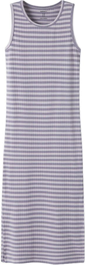 NAME IT KIDS gestreepte maxi jurk paars