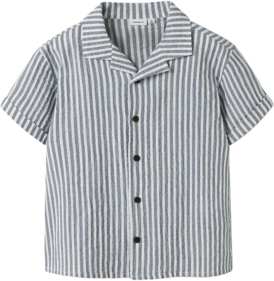 NAME IT KIDS gestreepte overhemd blauw wit