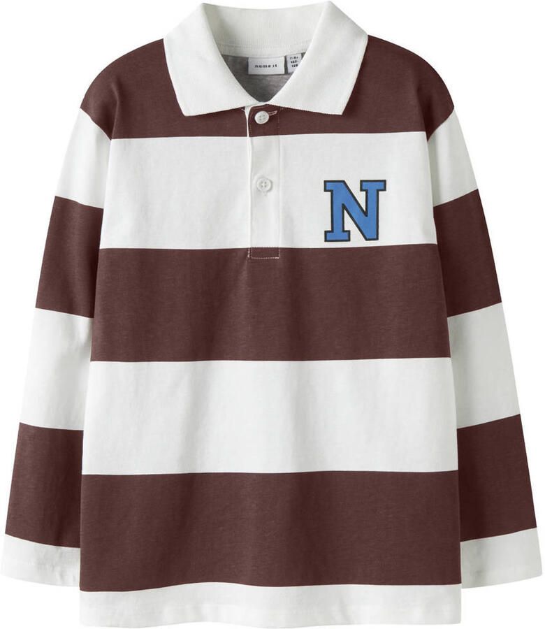 NAME IT KIDS gestreepte polo bruin - Foto 2