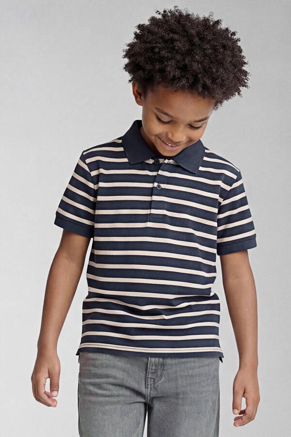 NAME IT KIDS gestreepte polo donkerblauw wit