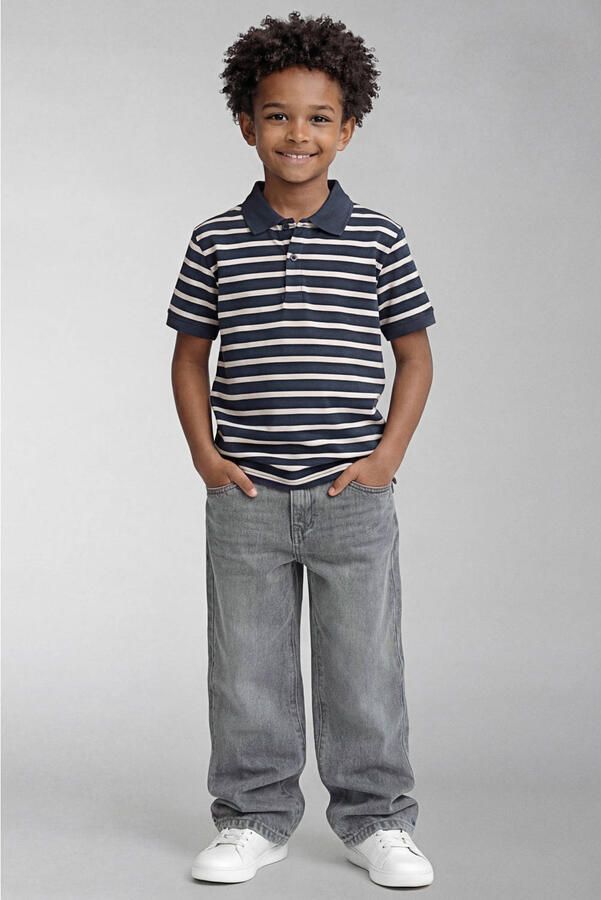 NAME IT KIDS gestreepte polo donkerblauw wit - Foto 2