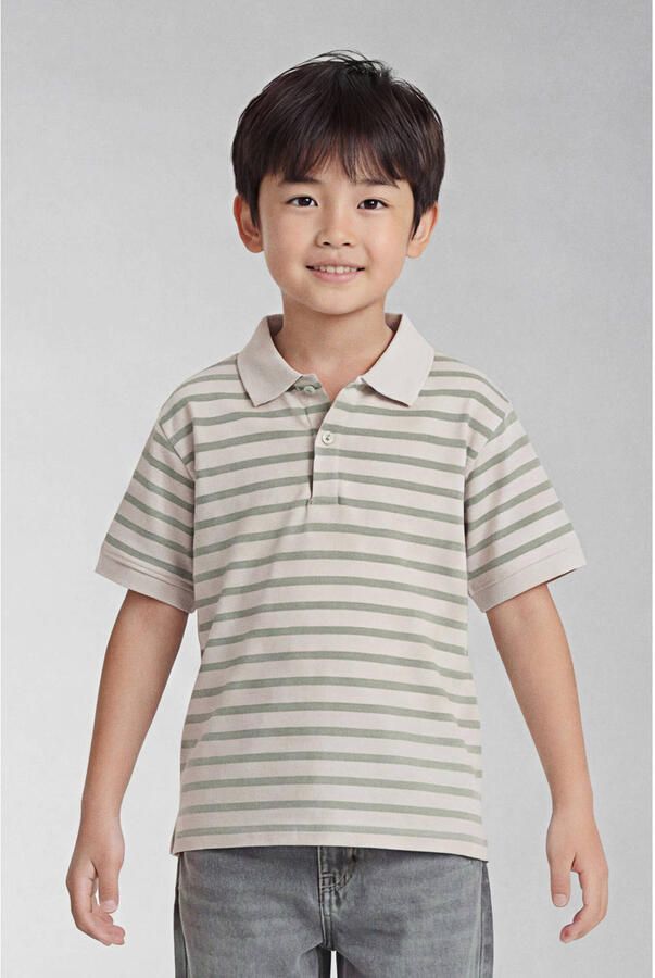 NAME IT KIDS gestreepte polo greige groen