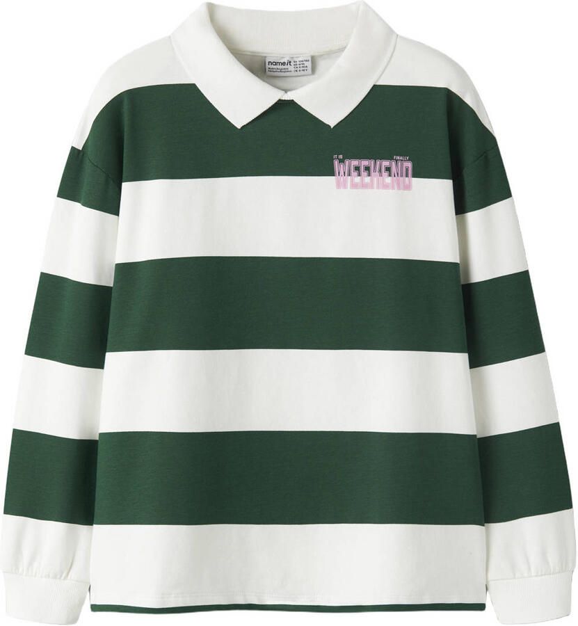NAME IT KIDS gestreepte sweater groen
