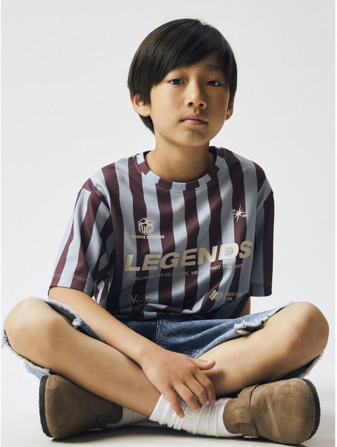 NAME IT KIDS gestreepte T-shirt paars - Foto 2