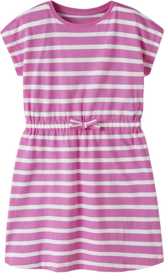 NAME IT KIDS gestreepte zomerjurk felroze